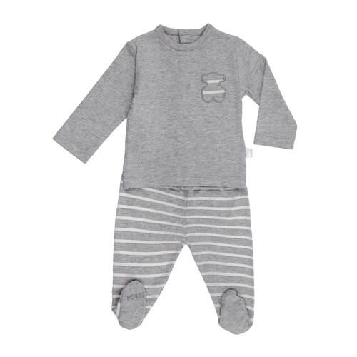 Radiant T-shirt and striped leggings set in grey