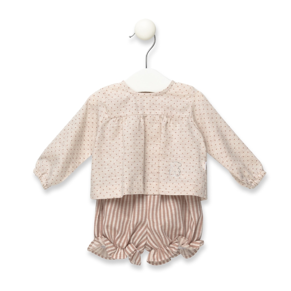 Class blouse and nappy cover briefs set in Beige a