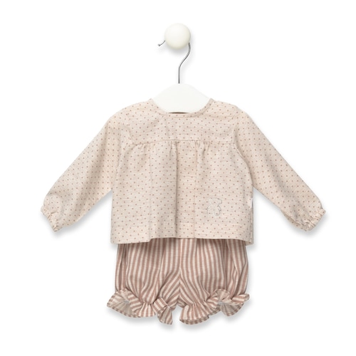 Class blouse and nappy cover briefs set in Beige a