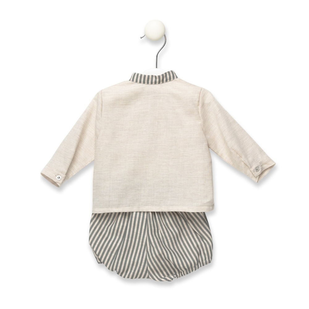 Class shirt and shorts set in Green/Beige