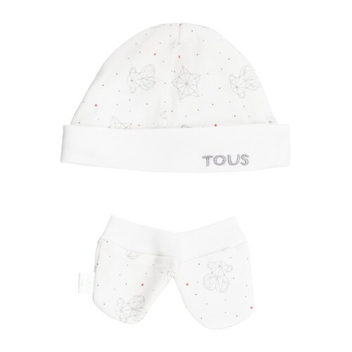 Galaxy newborn cap and mittens set in White image number 0