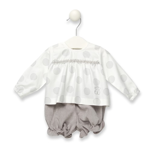 Orbed blouse and nappy cover briefs set in Grey