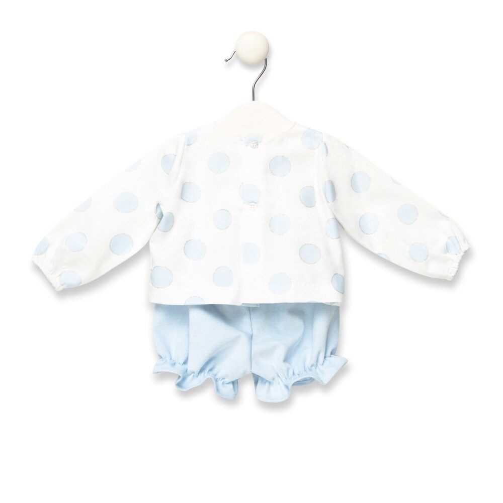 Orbed blouse and nappy cover briefs set in Sky Blu