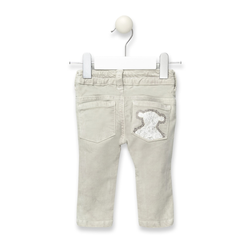 Pant girl&rsquo;s velvet skinny trousers in Ecru