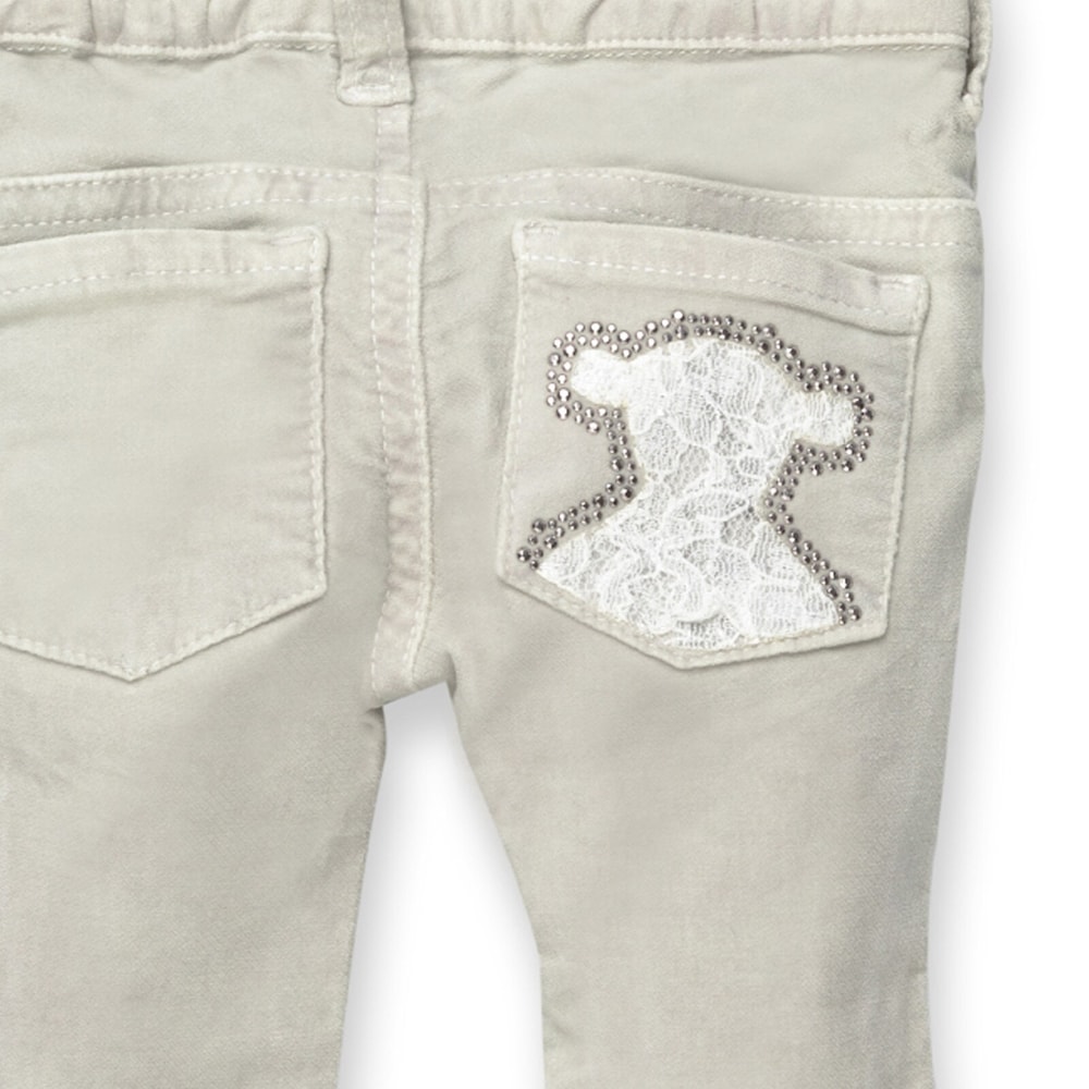 Pant girl&rsquo;s velvet skinny trousers in Ecru