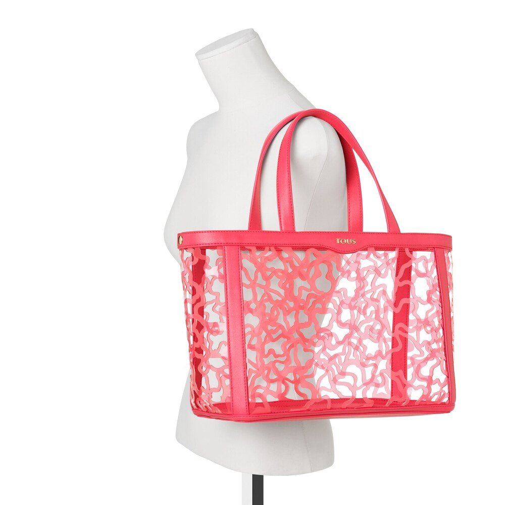 Medium coral colored Vinyl Kaos Shock Tote bag image number 3
