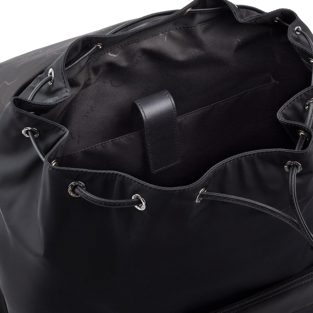 Black Nylon New Berlin Backpack with flap