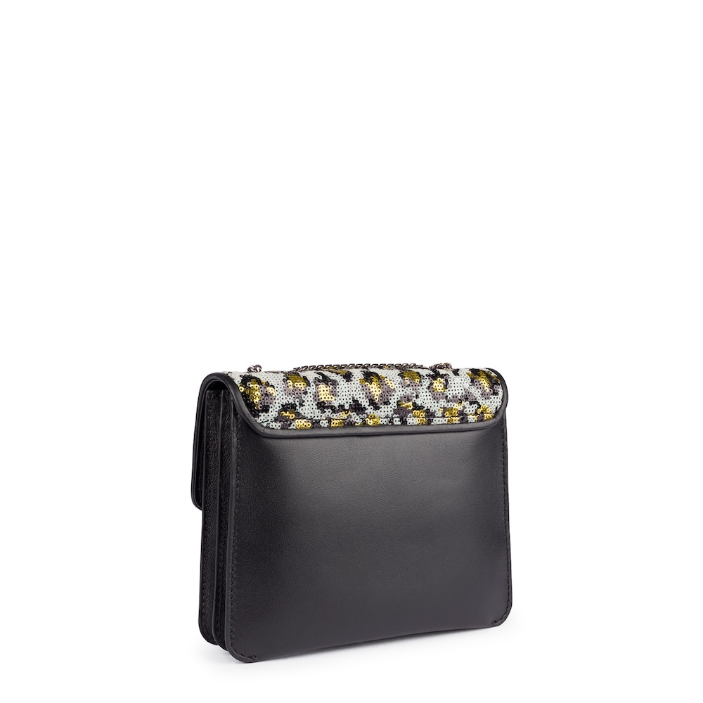Bandolera pequeña Liz Wild Sequins negra de piel image number 1