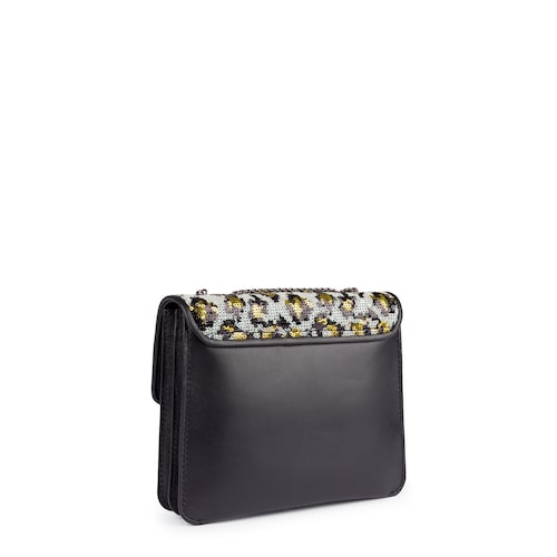 Bandolera pequeña Liz Wild Sequins negra de piel