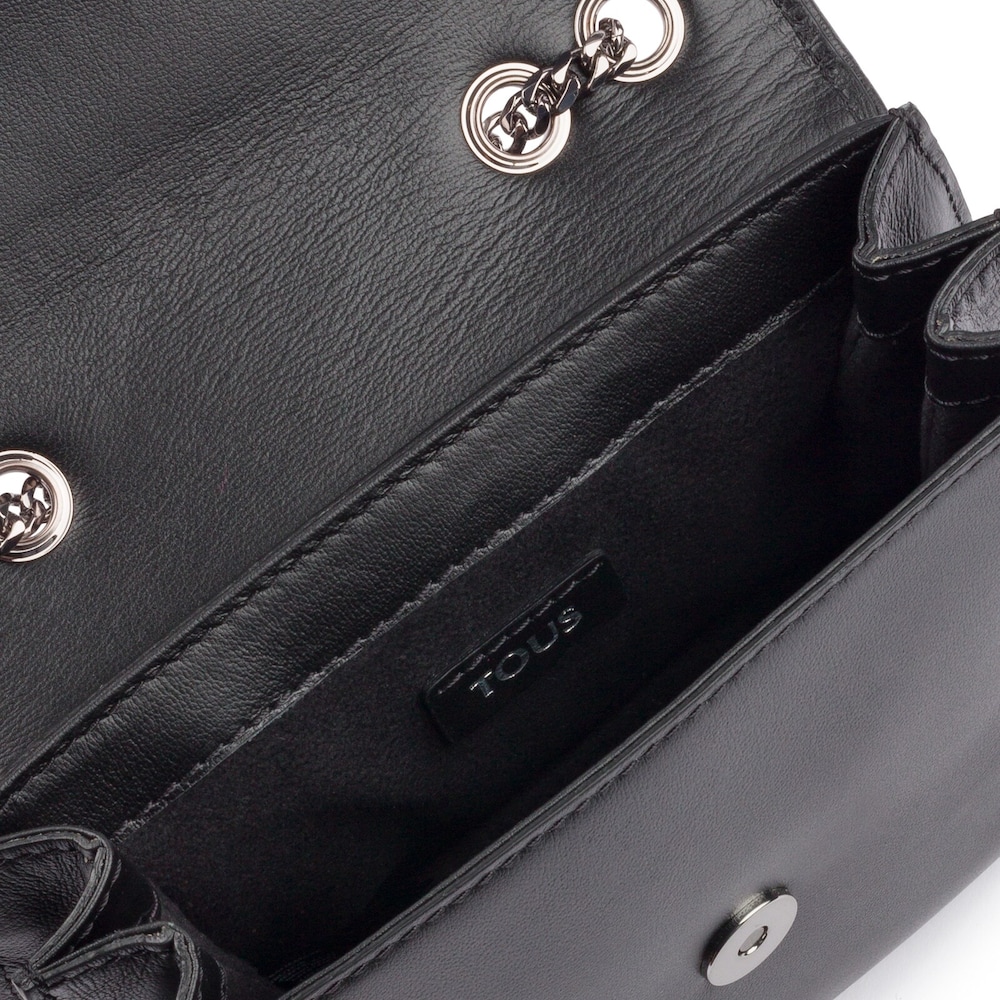 Bandolera peque&ntilde;a Liz Wild Sequins negra de piel