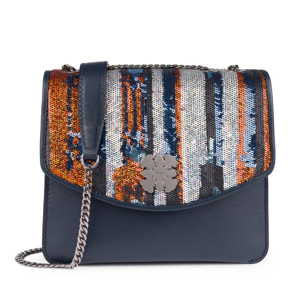 Small multicolored leather Liz Fun Sequins crossbody bag