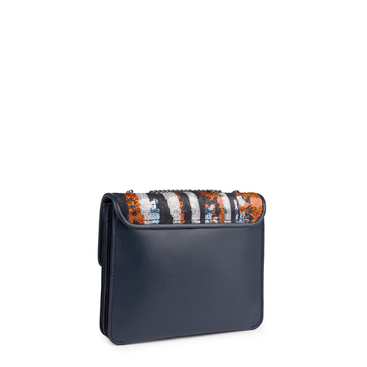 Small multicolored leather Liz Fun Sequins crossbody bag