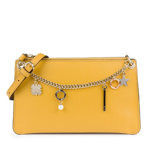 Mustard leather New Liz Pendants crossbody bag TOUS