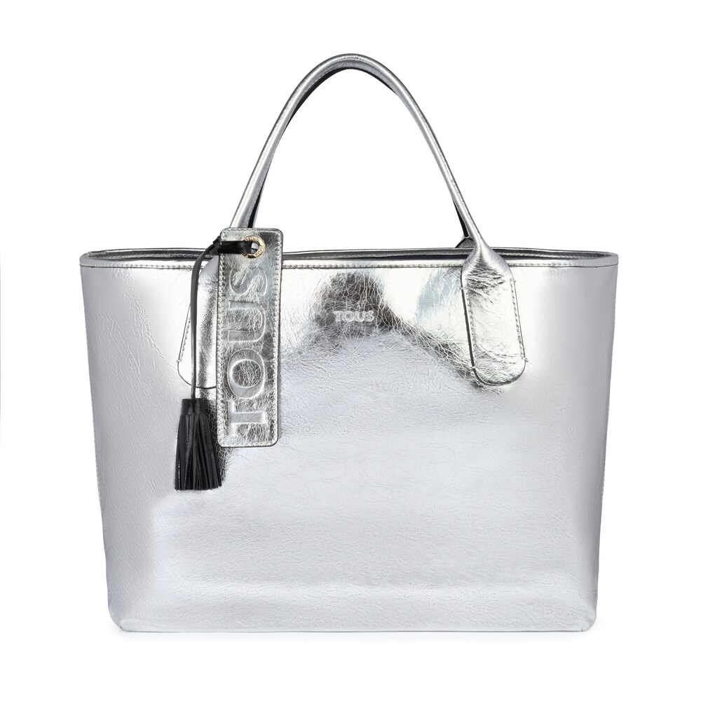 Silver leather Francine Crack tote bag image number 0