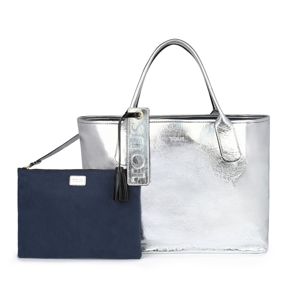 Silver leather Francine Crack tote bag image number 1