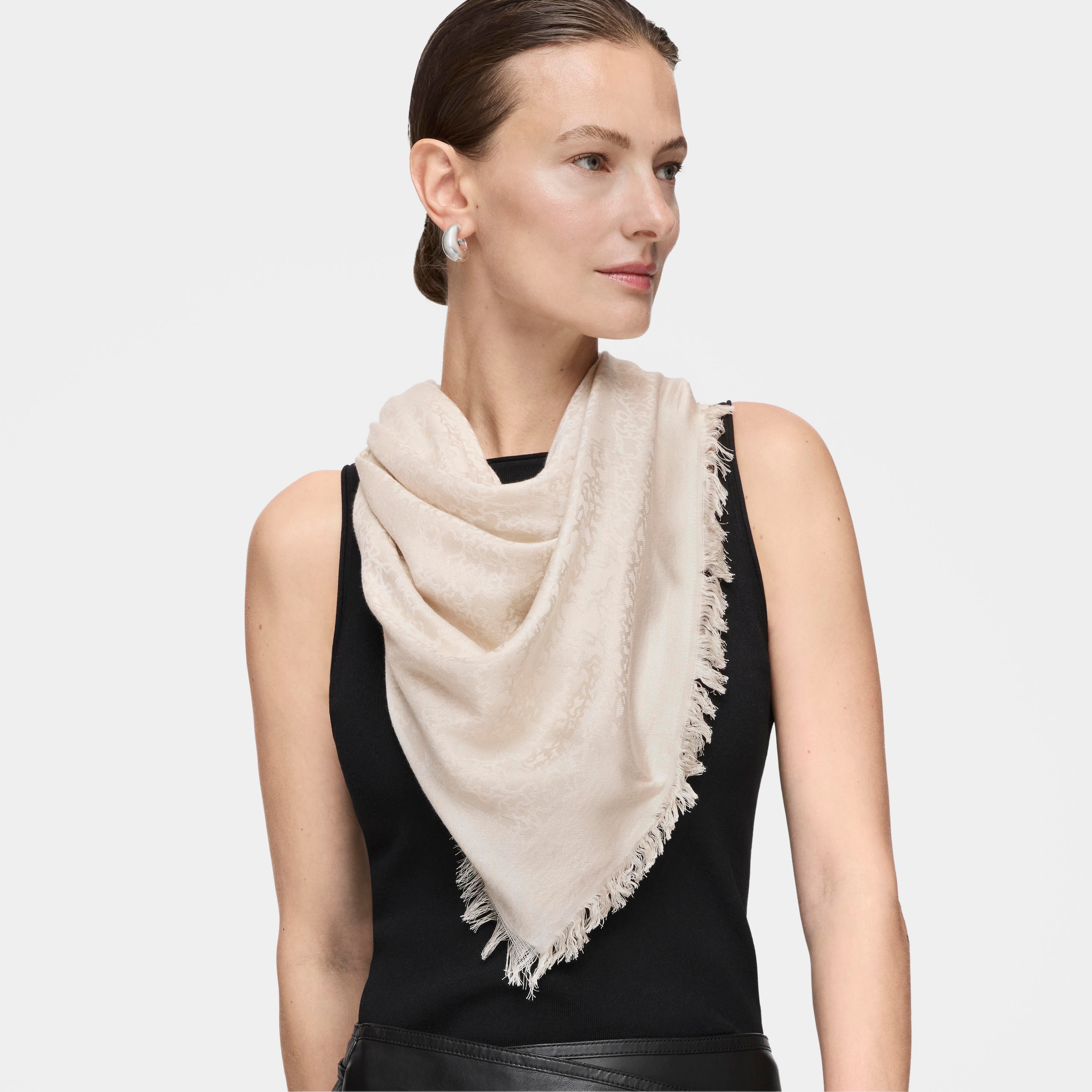 Beige Kaos Mini Jacquard Scarf