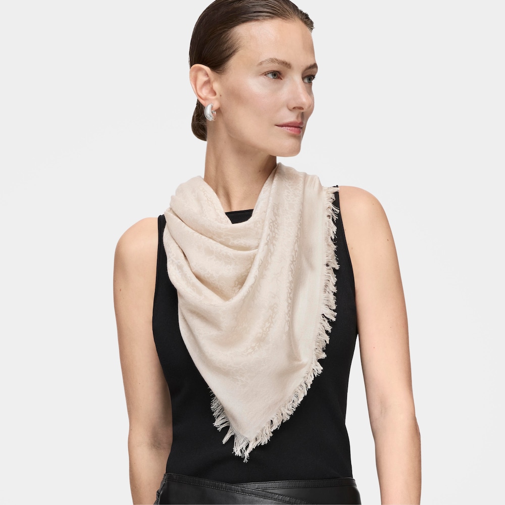Beige Kaos Mini Jacquard Scarf