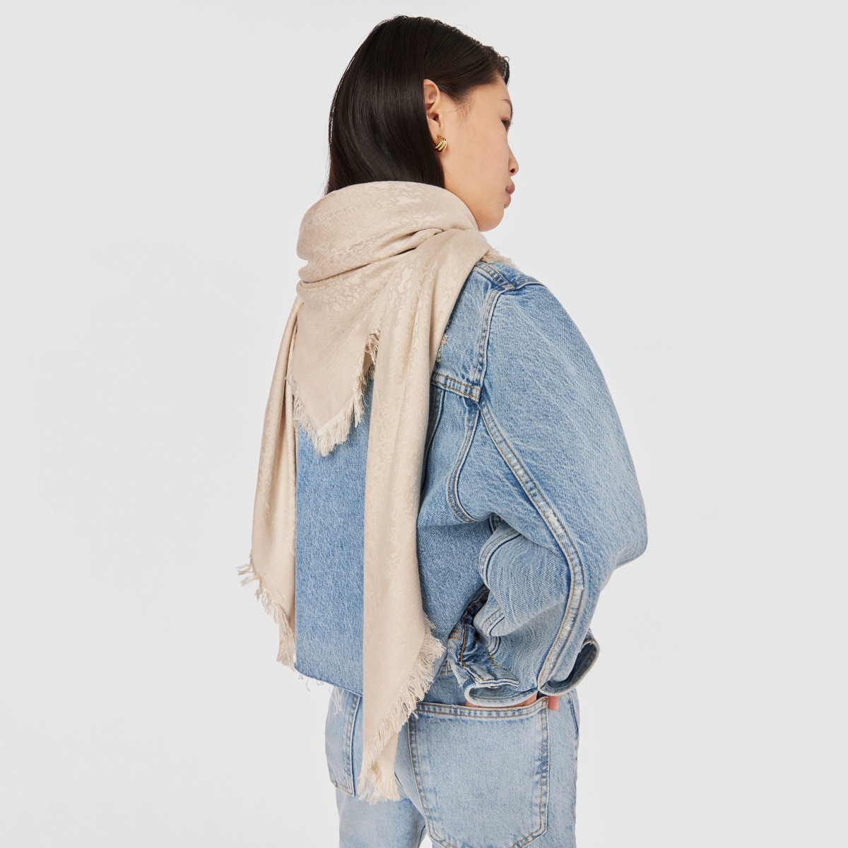 Beige Kaos Mini Jacquard Scarf