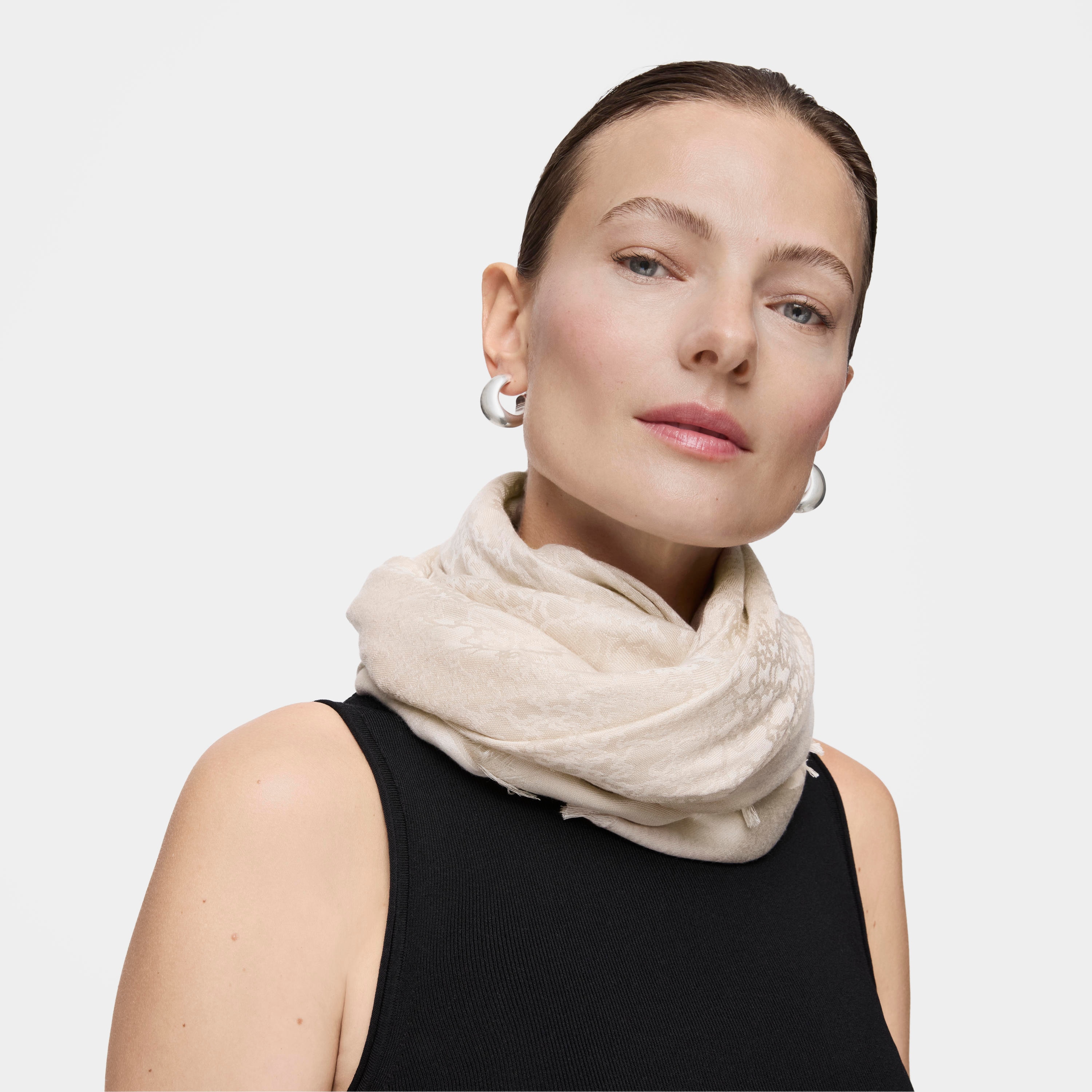 Beige Kaos Mini Jacquard Scarf