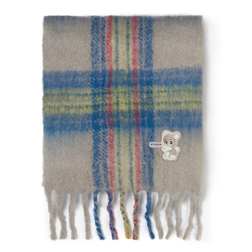 Blue-grey Alicya Petit Tartan scarf
