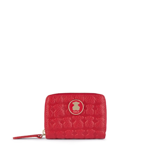 Medium red Leather Sherton Change purse image number 0