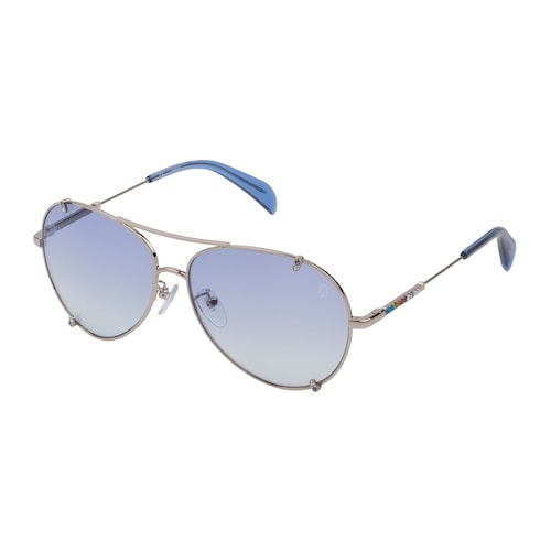 Gafas de sol Straight Gema de Metal en color plata y azul image number 0