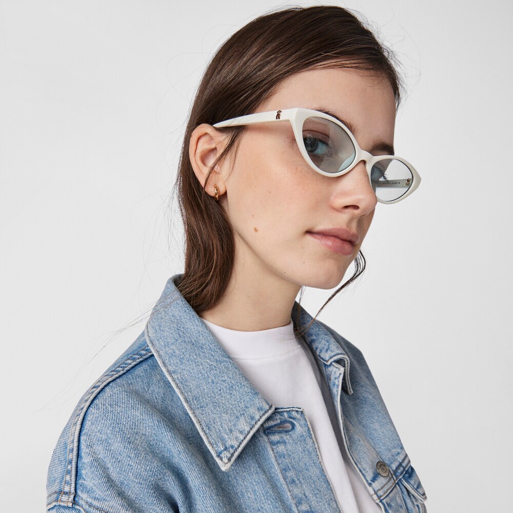 White Acetate Bear Cat Eye Sunglasses image number 1