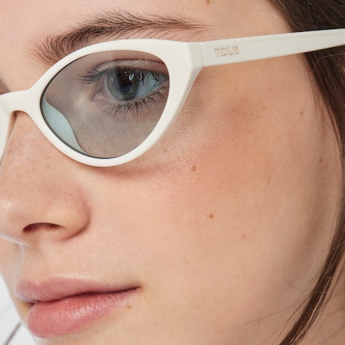 Óculos de sol Bear Cat Eye em Acetato na cor branca